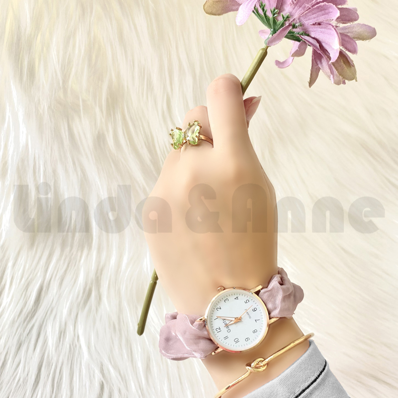 Jam tangan Wanita Kecil Analog Quartz Korea New Fashion Retro Scrunchie Watch