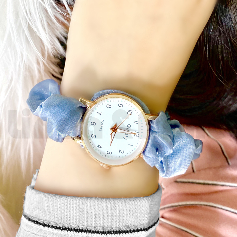 Jam tangan Wanita Kecil Analog Quartz Korea New Fashion Retro Scrunchie Watch