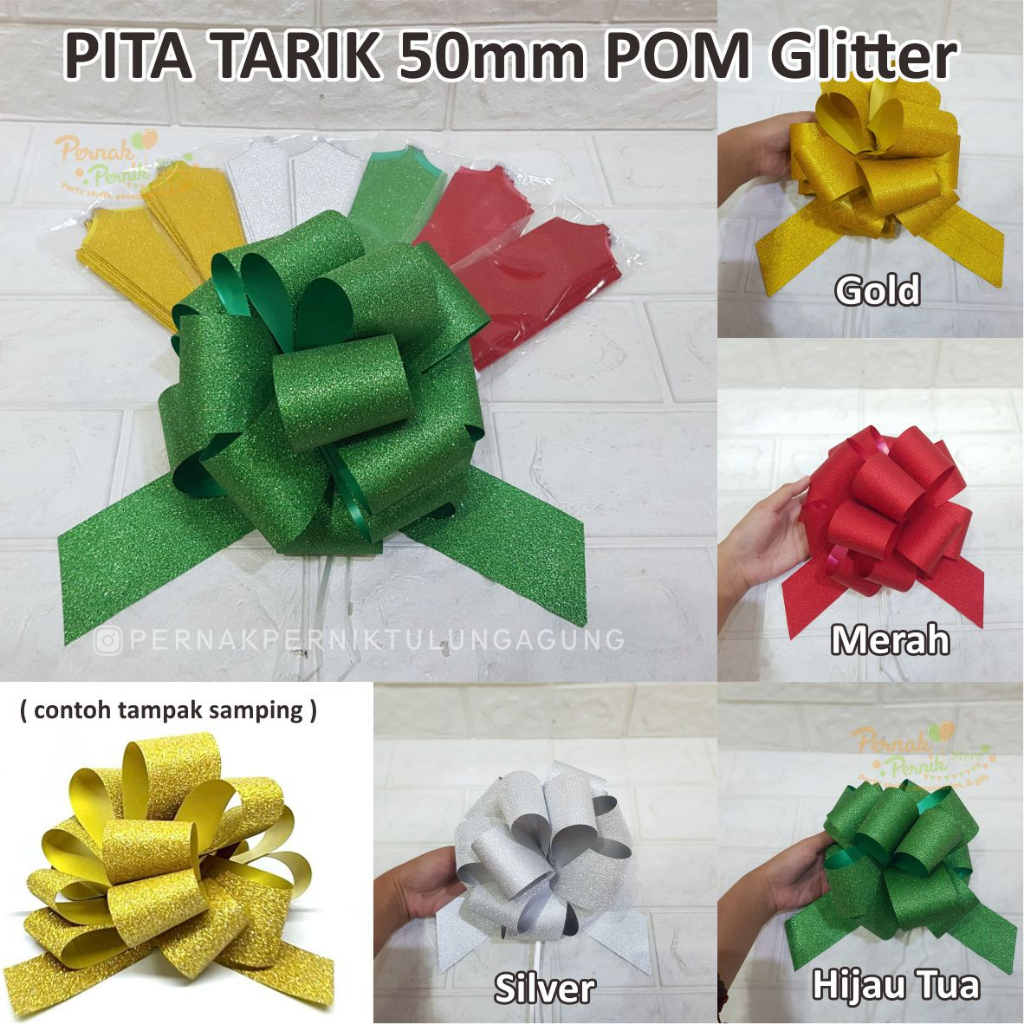 

Pita Tarik POM Glitter 50mm - Hiasan Dekorasi Kado Hampers Parcel