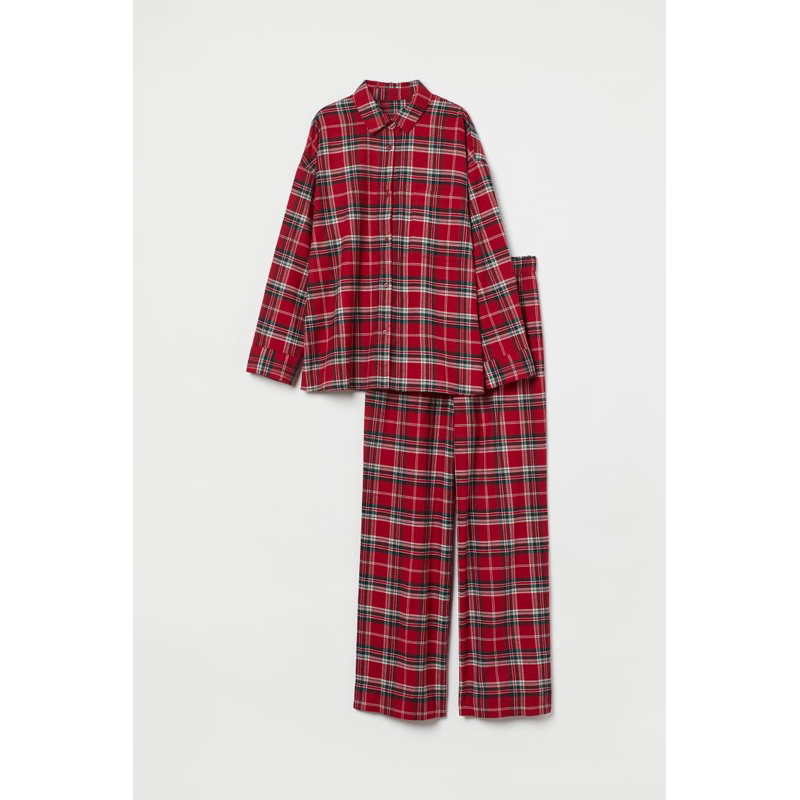 Hm Checked Flanel Plaid Pajamas Set