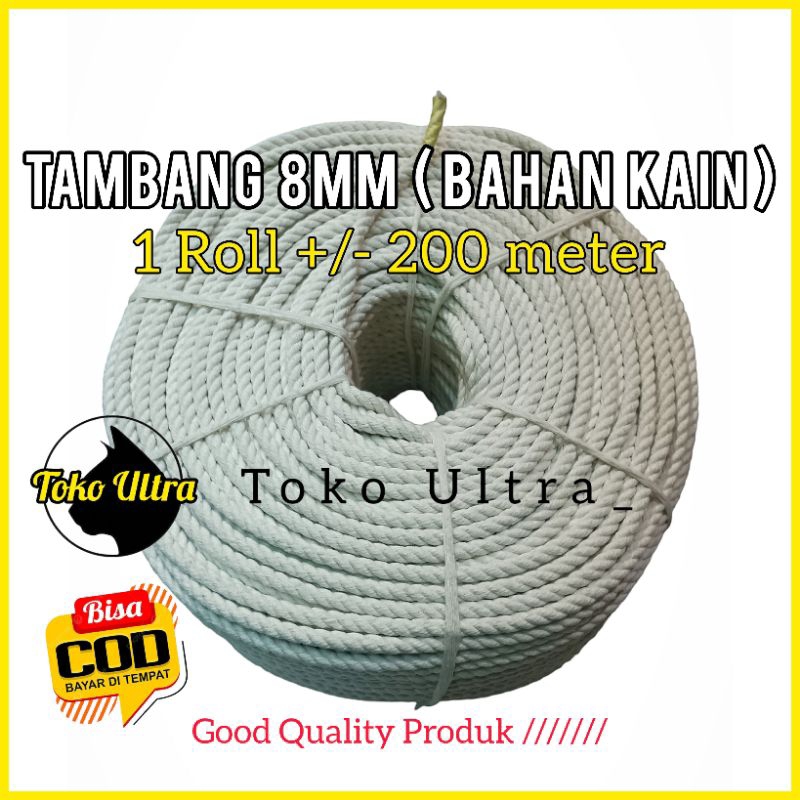 TALI 8MM BAHAN KAIN (1 ROLL) TALI KAIN 8MM / TALI KATUN 8MM / TALI GURALON / TALI IKAT MOBIL / TALI TRUK / TALI MOBIL / TAMPAR 8MM