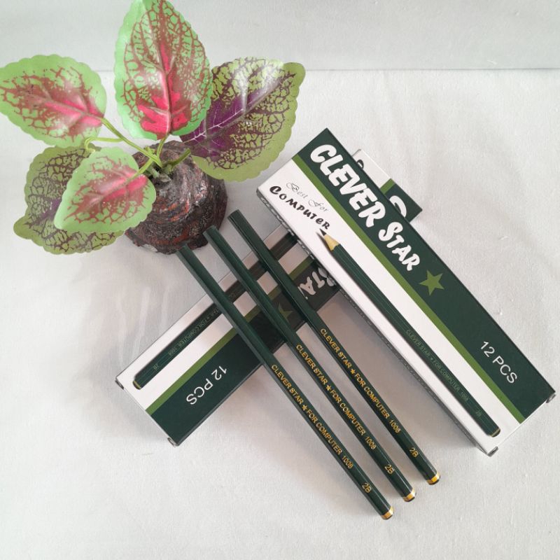 

pensil clever star hijau 2B 12pcs