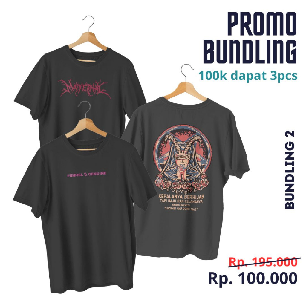 Promo 3pcs Kaos Paket Bundling T-Shirt Distro Black Rabel Lebih Hemat Bahan Katun 30s Adem