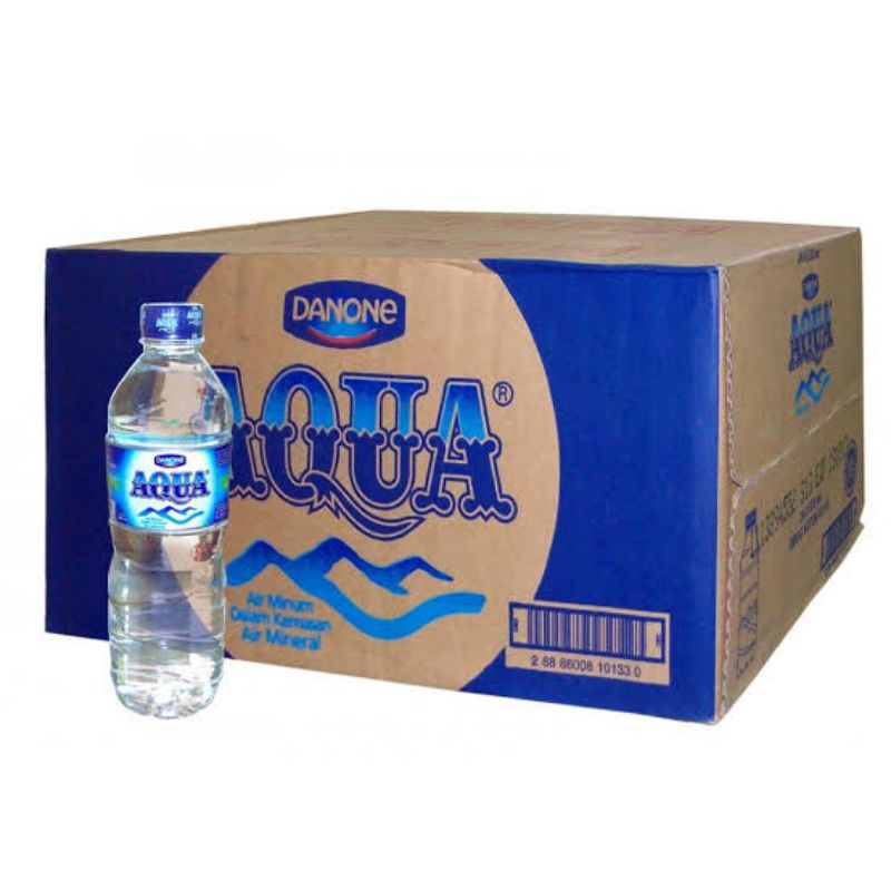 Air Mineral Aqua Botol 600 ml / Dus ( 1 Dus Isi 24 Botol )