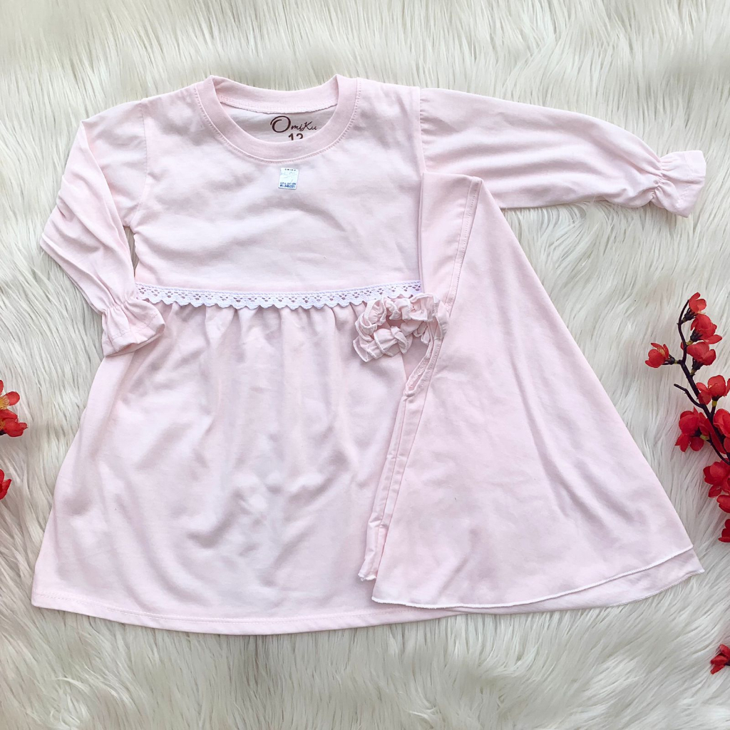 Baju setelan dress gamis panjang polos lucu fashion anak bayi cewek perempuan muslim murah -uma