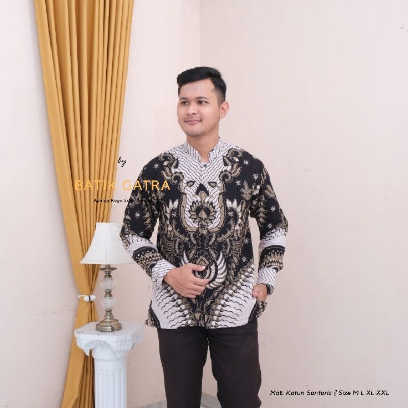 Baju Koko Batik Pria Lengan Panjang Full Fuling