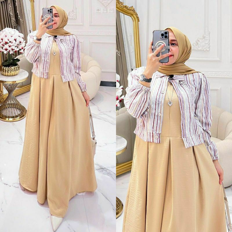 Megumi Set, SETELAN GAMIS LEBARAN CANTIK MODIS FIT XL LD 106 BAHAN CRINCLE AIRFLOW PREMIUM TERMURAH OOTD KEKINIAN TERLARIS