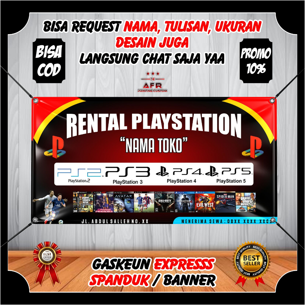 Spanduk Banner / Backdrop Rental Playstation Ps Berkualitas Desain Keren - Banner Spanduk Toko Warun