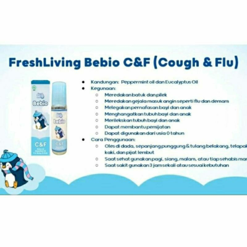 FRESHLIVING BEBIO - Baby Essential Oil Cough Flu Tummy Itchy 9ml - Minyak Aromaterapi Bayi &amp; Anak