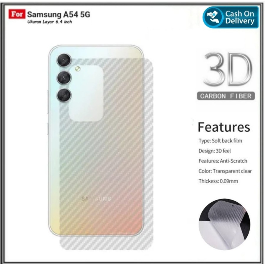 SAMSUNG A24 A14 4G A14 5G A34 A54 A23 M23 5G A32 4G A32 5G A52 A72 A52S 5G ANTI GORES BELAKANG SKIN BACK CARBON, ANTI GORES KARBON TRANSPARAN ANTI JAMUR PELINDUNG BELAKANG GARSKIN