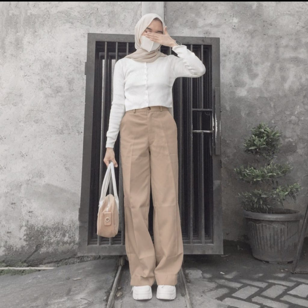 Kulot Highwaist Celana Kerja Wanita Loose Pants Melva Slit Pants Jumbo Korean Style