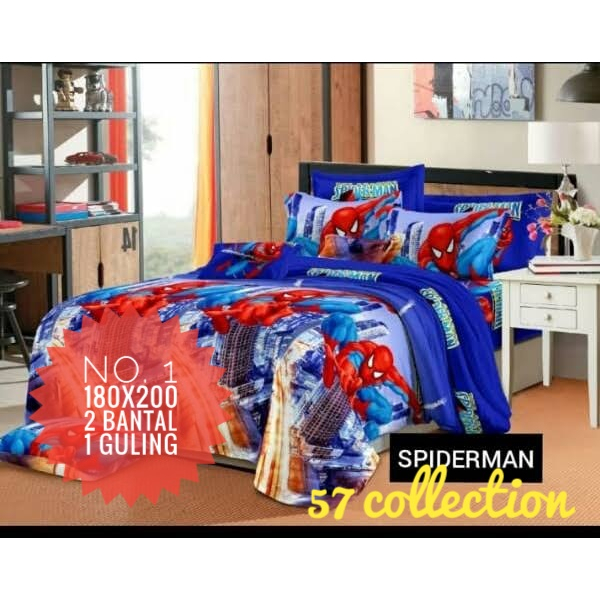 SPREI HOMEMADE HALUS KUALITAS BAGUS MOTIF KARAKTER SPIDERMAN 3D NO.1 SIZE 180X200 TINGGI 20CM