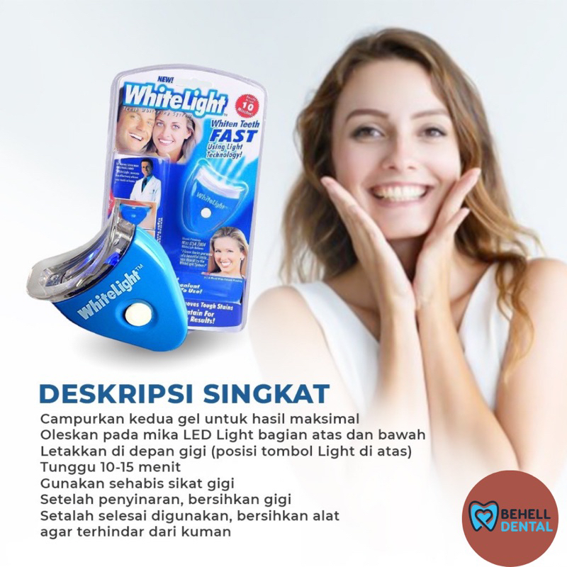 ORIGINAL WHITELIGHT PEMUTIH GIGI GEL LED / White Light Bahan Bleachin Whitening Teeth Penghilang Pembersih Perontok Karang Plak Gigi dan Bau Mulut Ampuh