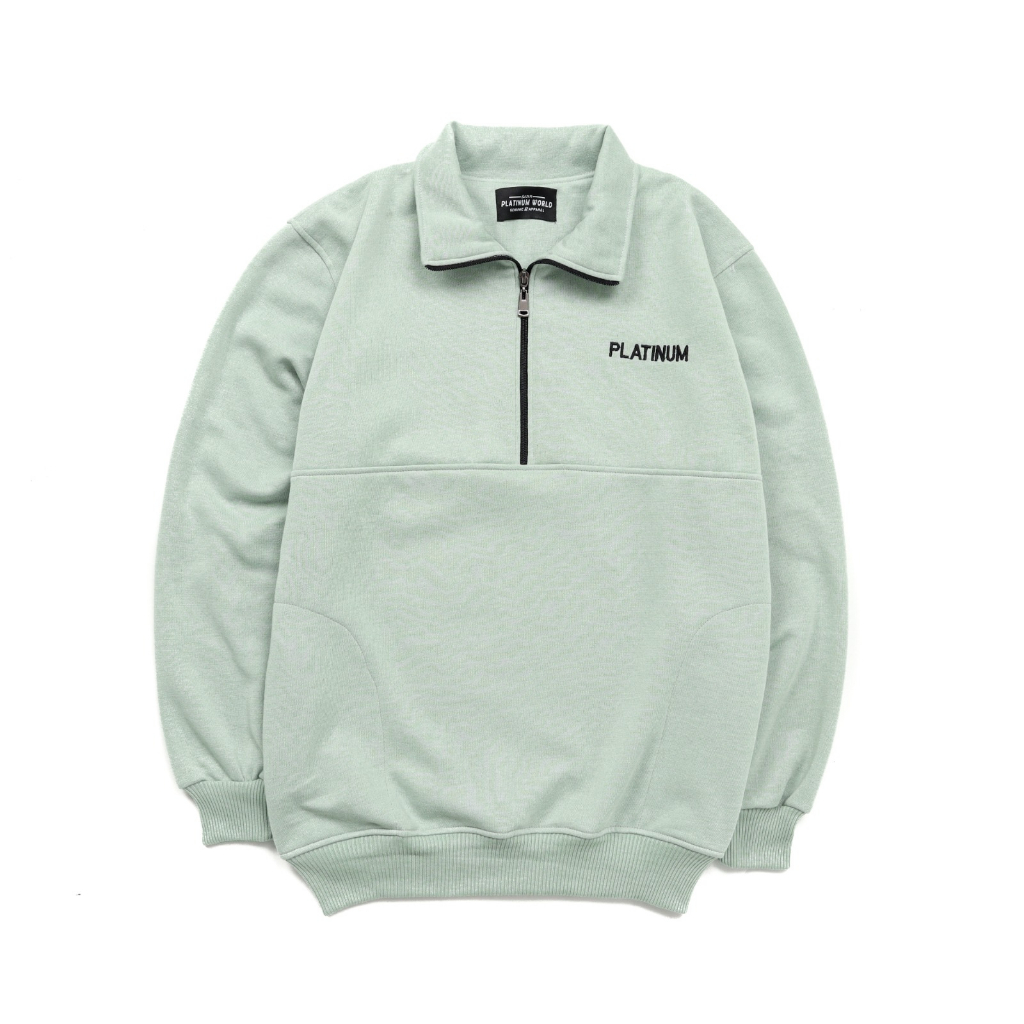 PLATINUM WORLD Sweatshirt Crewneck HALF ZIPP Rugby Polos Couple Pria - Wanita M2
