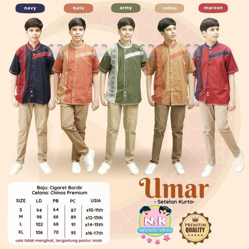 umar fauzan setelan kurta koko anak baju muslim set kemko ori nsk