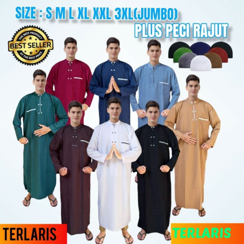 KONVEKSI BESAR Jubah Al Harby ORIGINAL pria dewasa PLUS PECI  bahan adem gamis pakistan pria full panjang / JDW