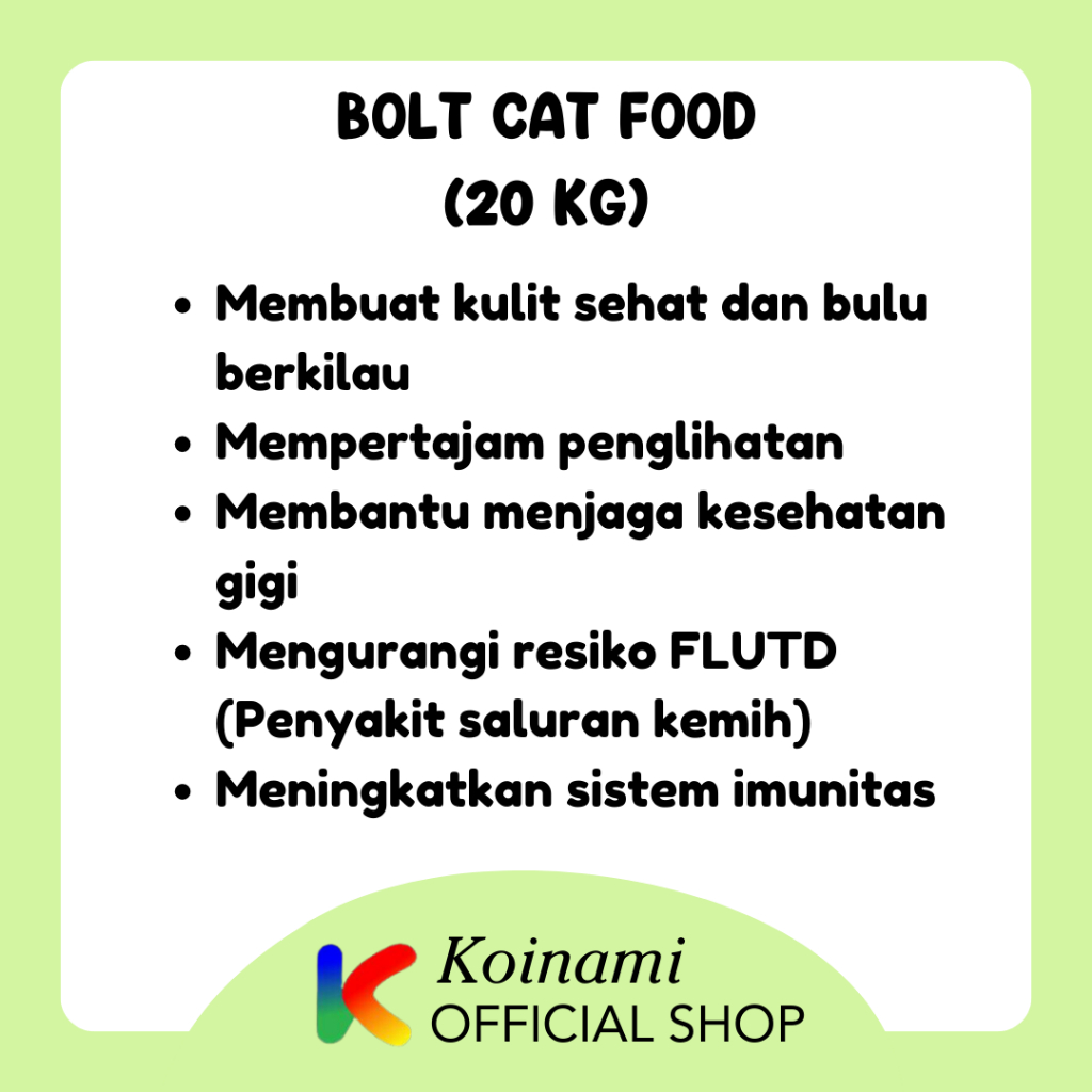 BOLT 20 KG MAKANAN KUCING