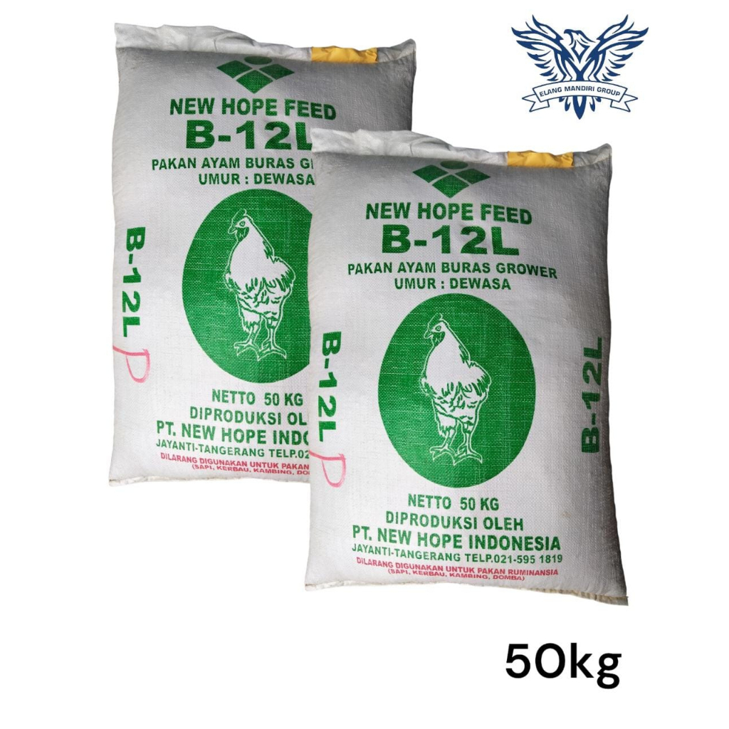 Karungan 50KG B12L NEW HOPE FEED Pakan Ayam Buras Grower Pur Ayam B12L Penampungan