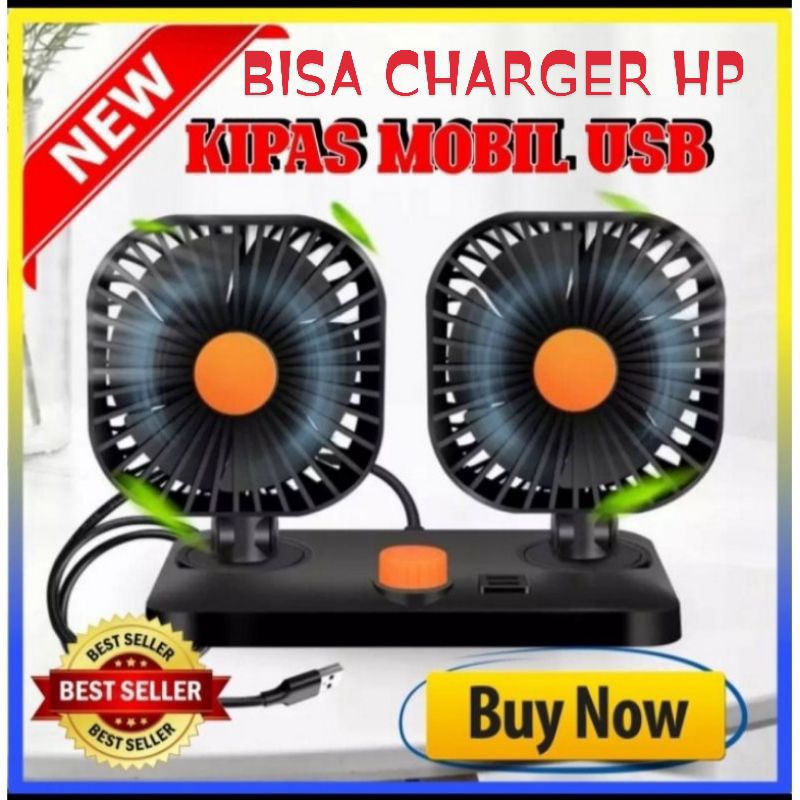 KIPAS ANGIN MOBIL/TRUCK ADA CHARGER HP Dengan COLOKAN USB
