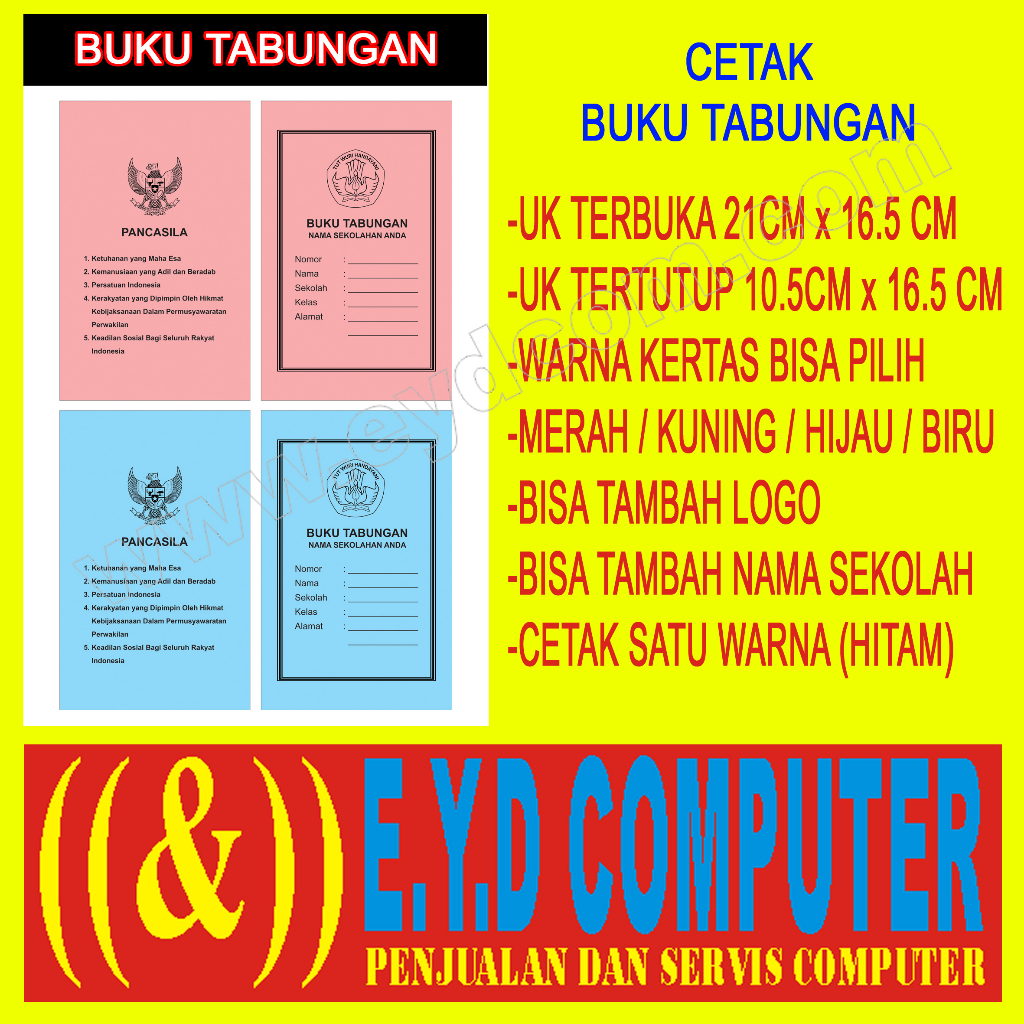 

CETAK BUKU TABUNGAN SEKOLAH HARI RAYA ARISAN COSTUM BISA TAMBAH LOGO DAN NAMA SEKOLAH ATAU GROUP