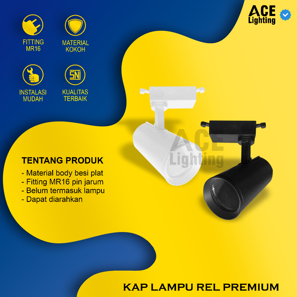 Kap lampu sorot rel track MR16 rumah lampu sorot premium fiting MR16