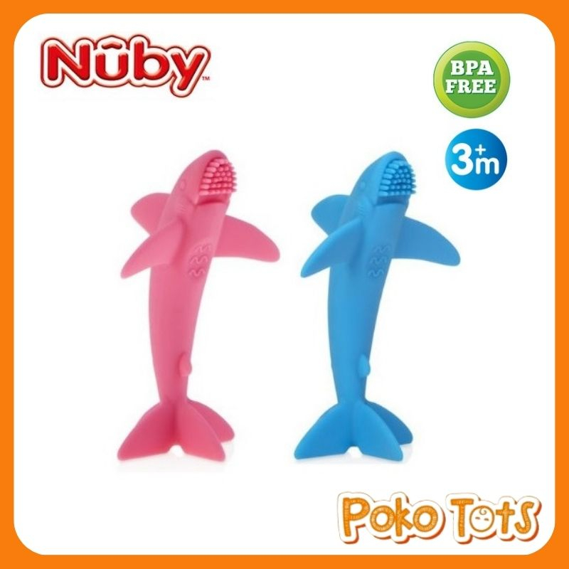 Nuby Lil Baby Shark Sensory Toy Teether Mainan Gigitan Bayi