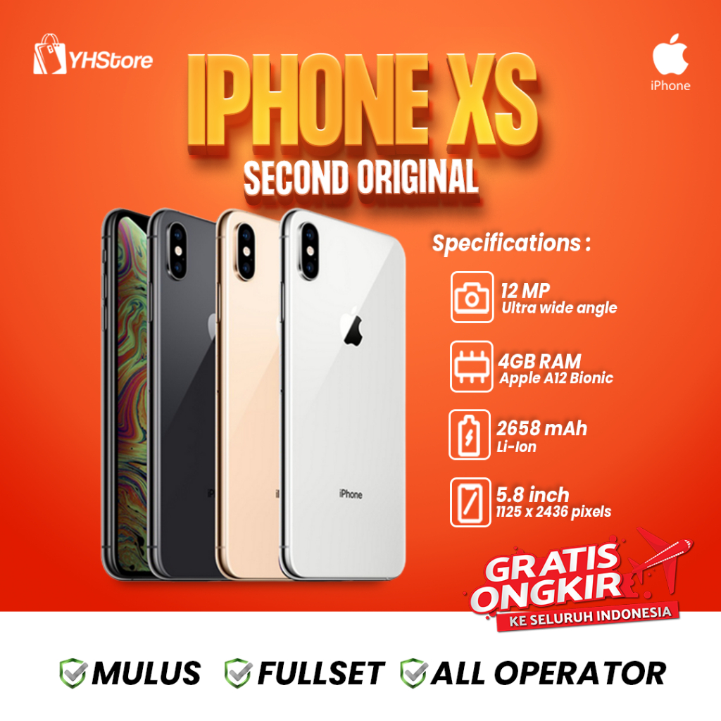 iPhone XS 64GB 256GB 512GB BEKAS ORIGINAL 100% | NORMAL FULLSET Kondisi Mulus