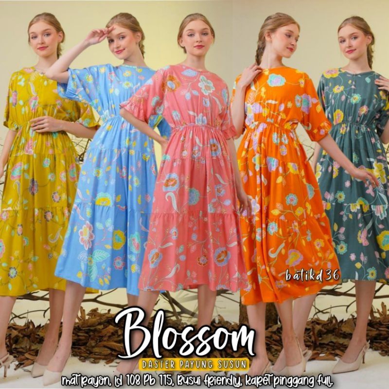 (Semerbak) baju tidur daster busui payung susun rempel Blossom motif bunga bunga Kecil soft bahan rayon super Adem