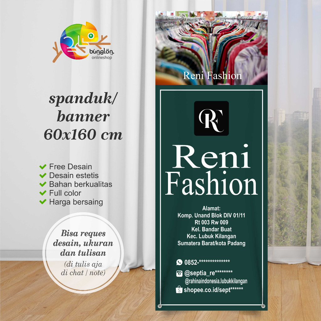 Spanduk 60x160 Spanduk Toko Fashion, Spanduk Toko Baju, Spanduk Toko Pakaian