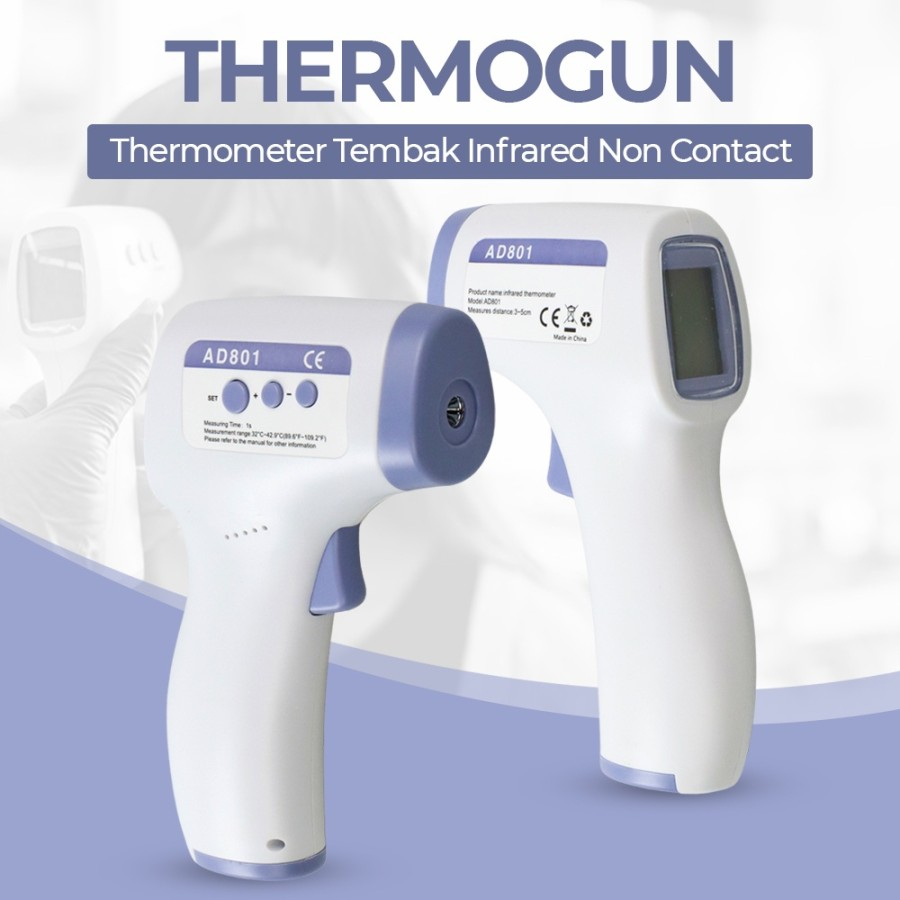 TERMOMETER TERMOGOUN TEMBAK INFRARE DIGITAL PENGUKUR SUHU TUBUH AD801 - TaffOmicron