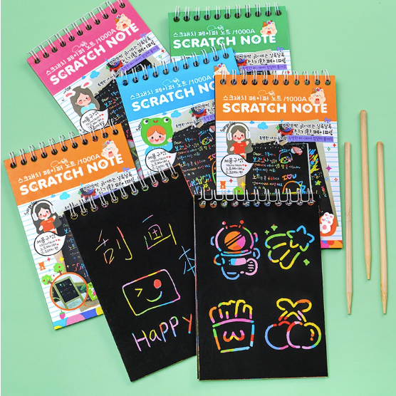 

[ISTY] Scratch Note Mini Buku Gambar Mini Tulis Gores Ajaib Colourfull Scratch Note Paper Note Buku Gambar Anak Anak Surabaya Jawa Timur Ready Stock COD