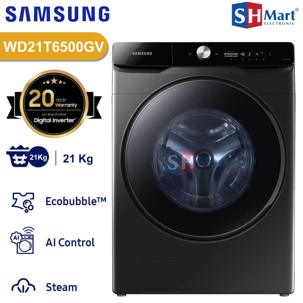 MESIN CUCI FRONT LOADING 21 KG SAMSUNG WD21T6500GV / WD21T WITH Ecobubble™ + Dryer ( MEDAN)