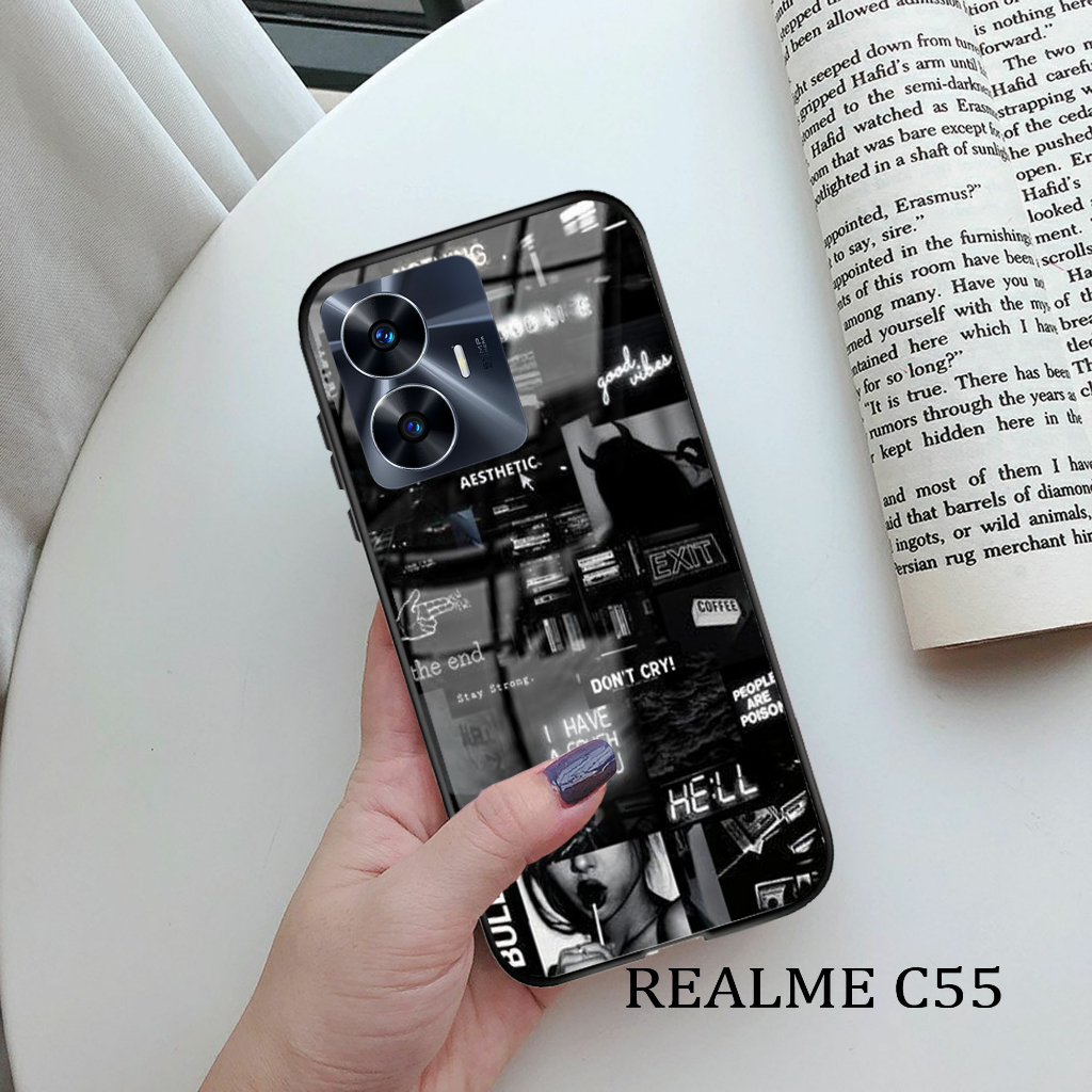 Softcase Glass Kaca Aesthetic [K118] REALME C55 Terbaru Casing Handphone-Pelindung Handphone