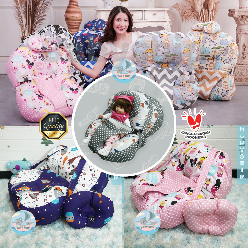 Sofa Bayi Jumbo Multifungsi Dengan Tali Pengait Untuk Bayi Belajar Duduk dan Gesper Pengaman Free Bantal Peyang Mahkota dan Plastik Mika Premium [ Merk BabyShip ]