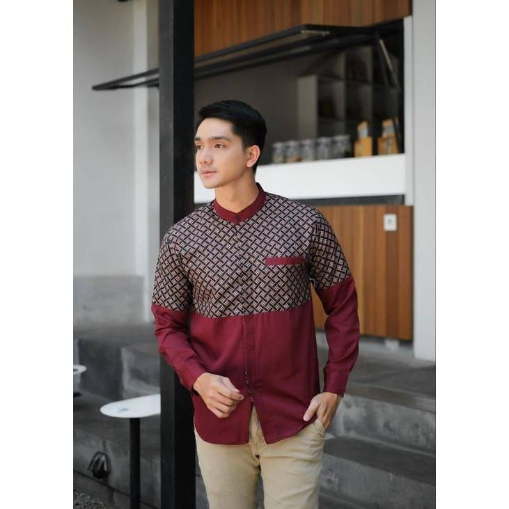 Baju Muslim Pria Dewasa Lengan Panjang Baju Koko Polos Mix Motif Bata Terbaru 2023 Bahan Toyobo Size L XL XXL By SULMIT COLLECTION  // Koko Kobata Qynang Kombinasi Batik // Koko Pria Gus Azmi Hadroh Azzahir // KEMEJA KOKO PRIA BAJU Kurta // KOKO PUTIH