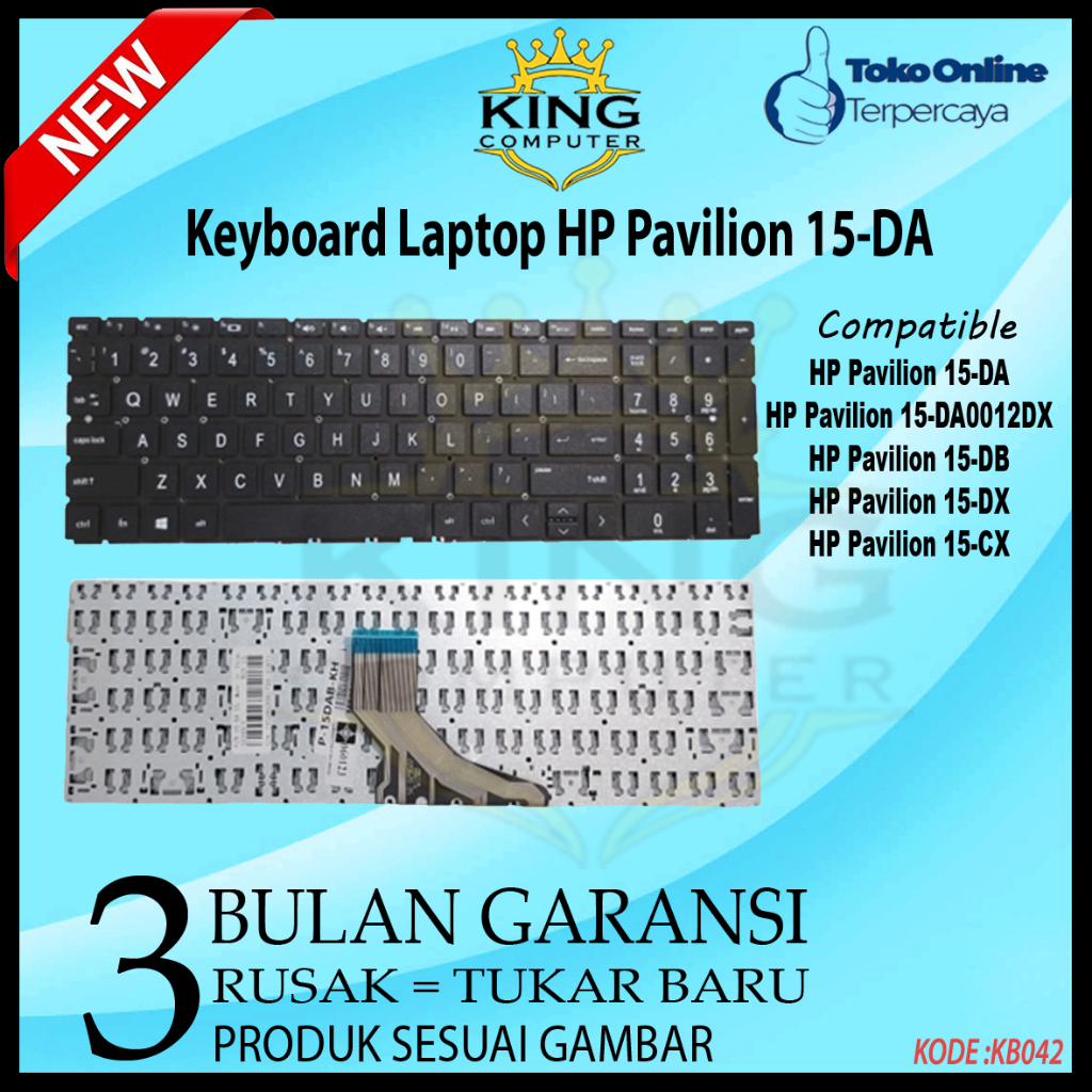 Keyboard Laptop HP Pavilion 15-DA 15-DA0012DX 15-DB 15-DX 15-CX