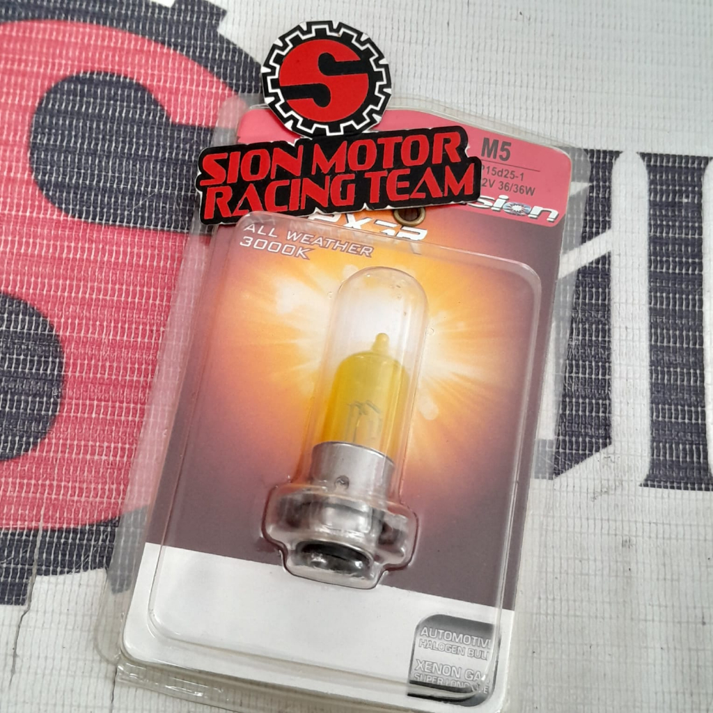 Bohlam Lampu Depan Motor Halogen Kaki 1 Bebek / Matic Autovision All Weather 3000K M5 12V 36W
