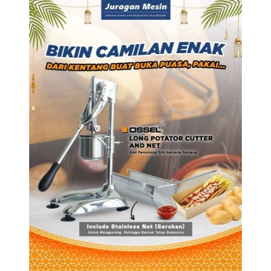 OSSEL (SUDAH + SARINGAN) MESIN LONG POTATO NET LONG POTATO CUTTER POTONG KENTANG PANJANG PEMERAS KEN
