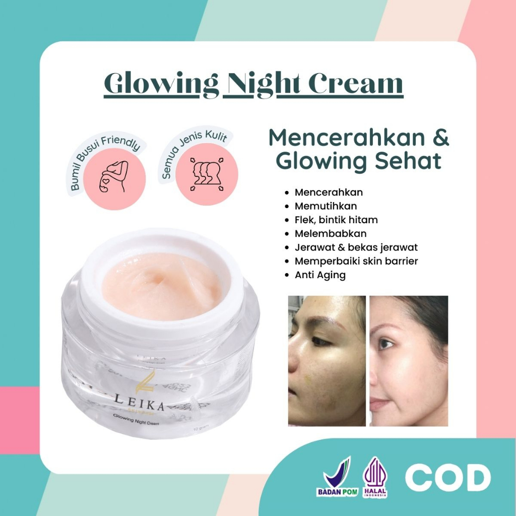 PROMO COD Night Cream Pemutih Kulit Wajah Glowing BPOM Ori Krim Malam Pemutih Glowing Ampuh Hasil Ce
