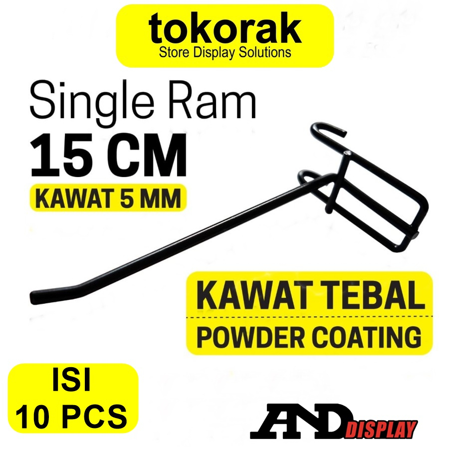 SINGLE RAM 15CM/10 PCS HITAM TEBAL GANTUNGAN CANTOLAN AKSESORIS DISPLAY