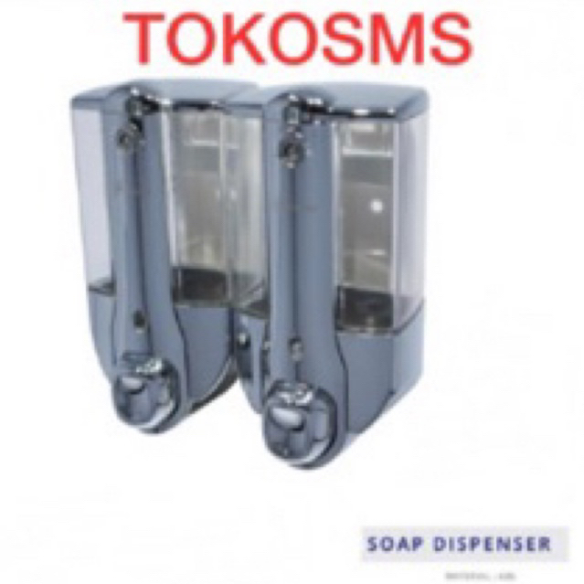 hand soap dispenser double tempat sabun cair krom dua tombol chrome shampo