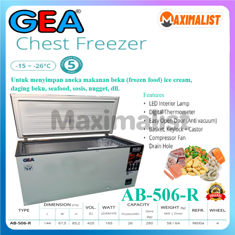 GEA AB-506-R AB-506-R AB506R AB-506-R AB-506-T-X Chest Freezer - Box Pembeku - Kabinet Pembeku - Put
