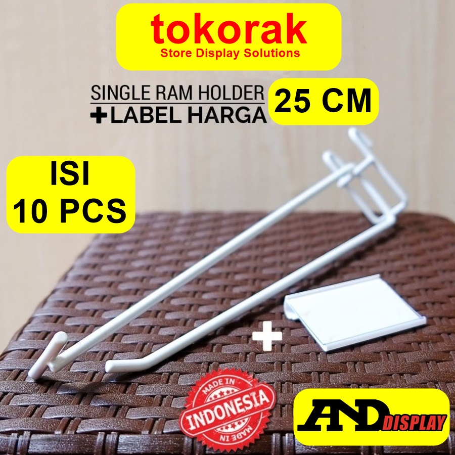 SINGLE RAM HOLDER 25CM + LABEL HARGA 6CM CANTOLAN GANTUNGAN PRICE TAG ANDDISPLAY