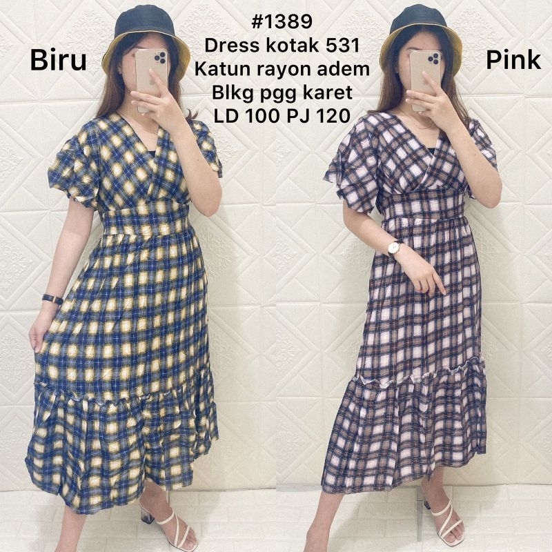 DRESS KOTAK KERAH V/COD