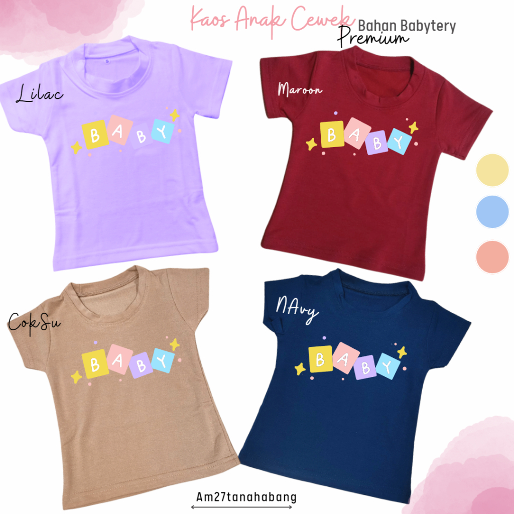 003 Premium Production ! Kaos Anak Cewek BABYTERY Spandek 1-10 tahun ANIME, BABY, KEY, LOVE, KUCING