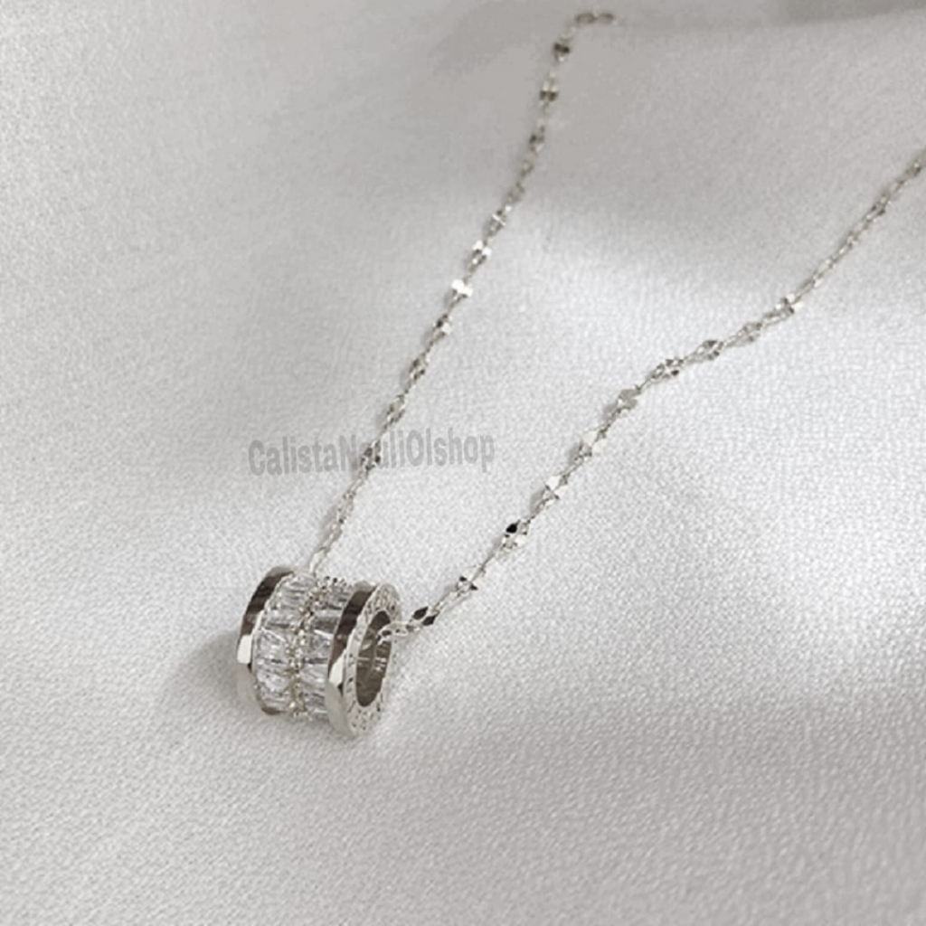 Kalung  Titanium Roda Zircon Fashion Korea Anti Karat Dan Anti Luntur