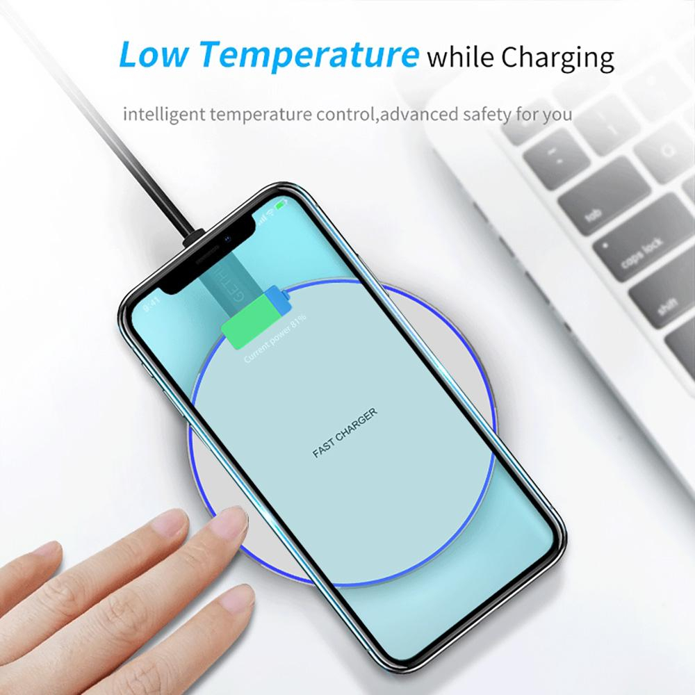 Wireless Charger F7 Qi Fast Charging Pad Micro USB Port 10W Adapter AirPods iPhone Samsung Dekstop