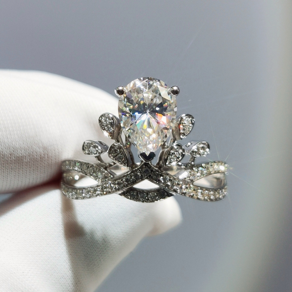 Samira Hadid Jewelry【Cincin Tetesan Air Mahkota Putri 2 Karat Cincin Moissanite S925 Detektor Berlia