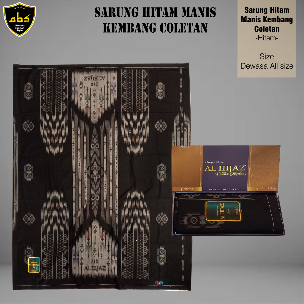 Sarung Tenun Halus Al Hijaz Spesial Motif Hitam Manis Kembang Coletan Perlengkapan Sholat Pria Wanita Dewasa