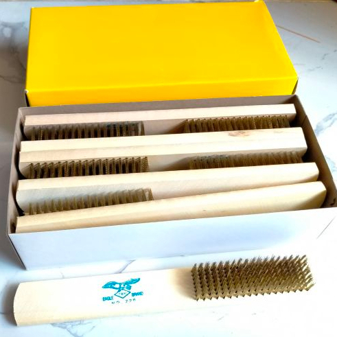 SIKAT KUNINGAN 8 BARIS EAGLE / SIKAT KAWAT / SIKAT BESI BAJA Gagang Kayu ASLI ORIGINAL 100%